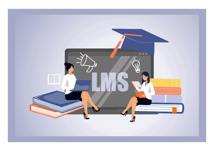 Vector concepto de aplicación de software del sistema de gestión del aprendizaje lms formación educativa en línea