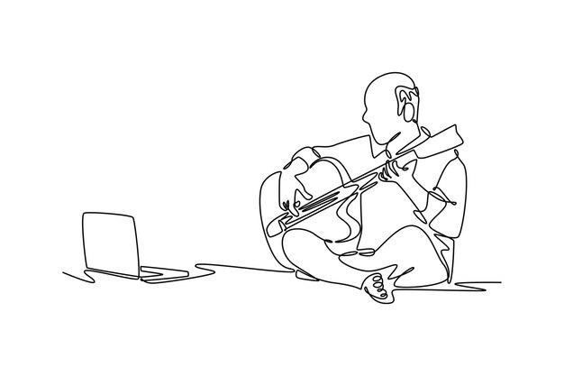 Concepto de aprendizaje de adultos Diseño de dibujo de línea única Ilustración gráfica vectorial