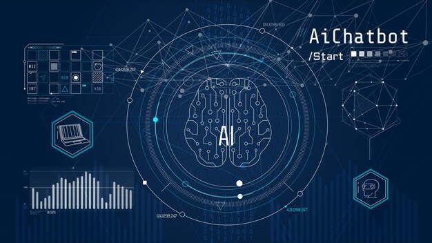 Concepto de aprendizaje automático y cerebro tecnológico