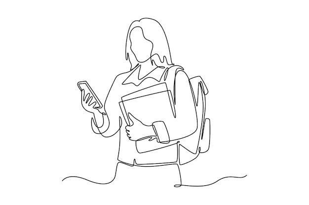 Concepto de aprendizaje del estudiante Diseño de dibujo de línea única Ilustración gráfica vectorial