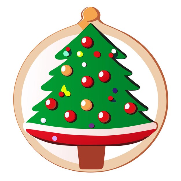 Concepto de árbol de navidad en diseño plano dibujado a mano adhesivo de dibujos animados plano y elegante