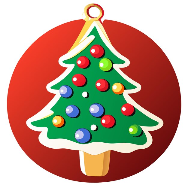 Vector concepto de árbol de navidad en diseño plano dibujado a mano adhesivo de dibujos animados plano y elegante