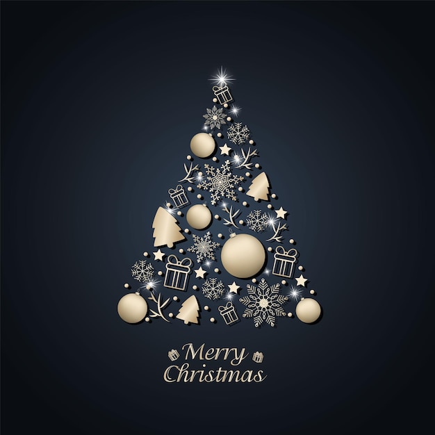 Concepto de árbol de Navidad hecho de decoración Vector