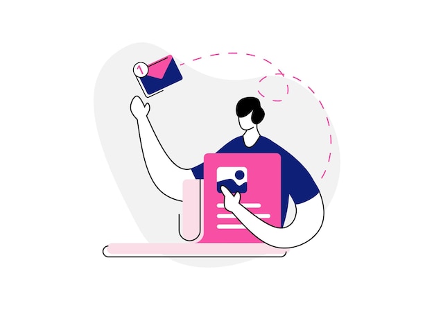 Concepto de archivo adjunto de imagen de correo electrónico ilustración vectorial aislada estilo plano