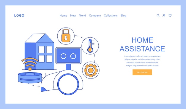 Concepto de asistente doméstico tecnología de casa inteligente para sistema inalámbrico automatizado de comodidad y seguridad