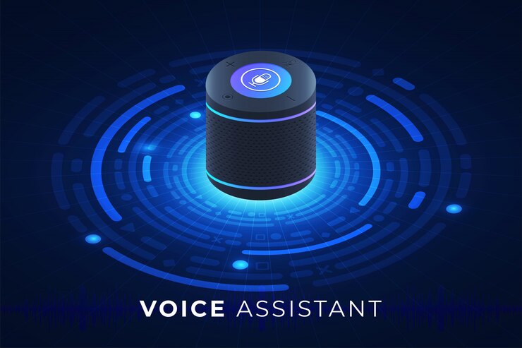Vector concepto asistente de voz internet de las cosas. controle todo con hablar al dispositivo. gráfico moderno. ilustración isométrica.
