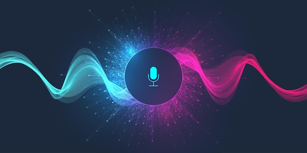 Concepto de asistente de voz Onda de sonido vectorial