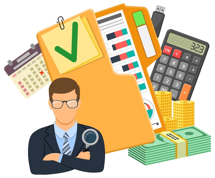 Vector concepto de auditor y contabilidad