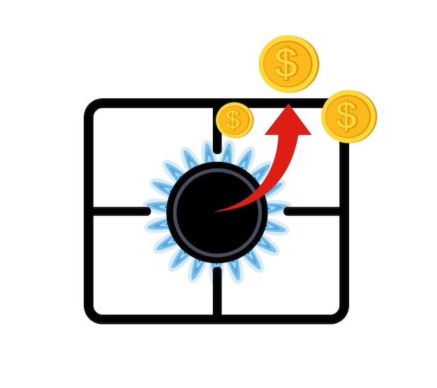 Concepto de aumento de los precios del gas en icono de vector