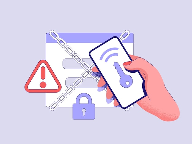Concepto de autenticación de dos factores 2fa con ilustración vectorial de teléfono en la mano