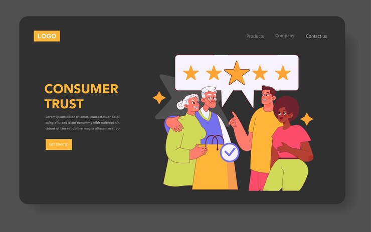 Vector concepto de autenticidad de la marca clientes diversos compartiendo comentarios positivos y sonriendo reflejando alta