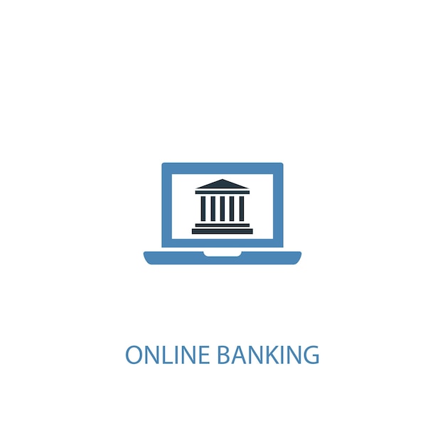 Concepto de banca en línea 2 icono de color. Ilustración simple elemento azul. diseño de símbolo de concepto de banca en línea. Se puede utilizar para UI / UX web y móvil