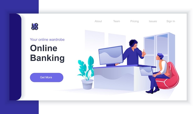 Concepto de banca en línea d banner web isométrico con mujer de escena de personas que aconseja hacer al cliente