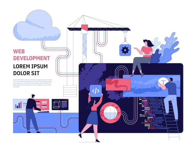 Concepto de banner de programación de software y desarrollo web