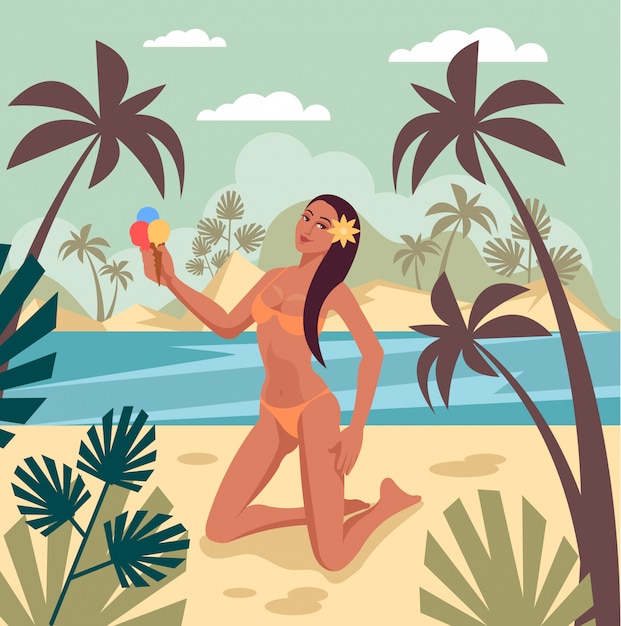 Vector concepto de banner de vacaciones vacaciones verano