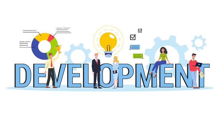 Vector concepto de banner web de desarrollo. idea de negocio