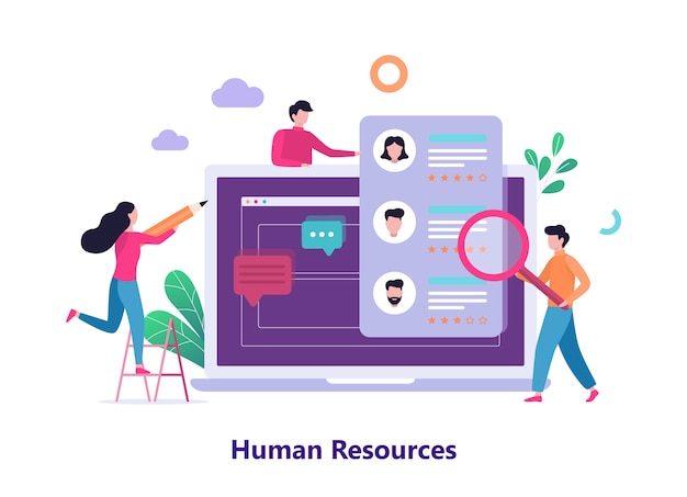 Concepto de banner web de recursos humanos y contratación.