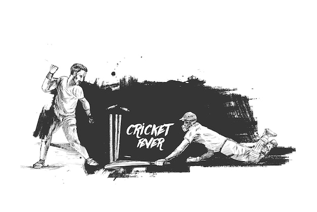 Concepto de bateador agotado campeonato de cricket en el estadio ilustración vectorial