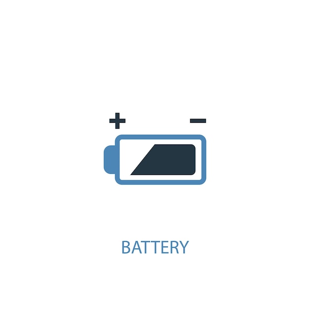 Concepto de batería 2 icono de color. Ilustración simple elemento azul. diseño de símbolo de concepto de batería. Se puede utilizar para UI / UX web y móvil