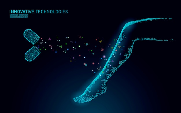 Vector concepto de belleza de cuidado de spa de pierna de mujer 3d. píldora de drogas médicas