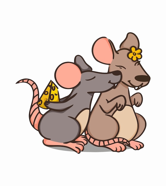 Vector concepto de besos de ratas en la mejilla ilustración vectorial aislada sobre fondo blanco elemento de diseño