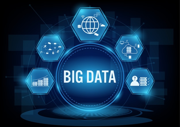 Concepto de big data con el icono de línea.