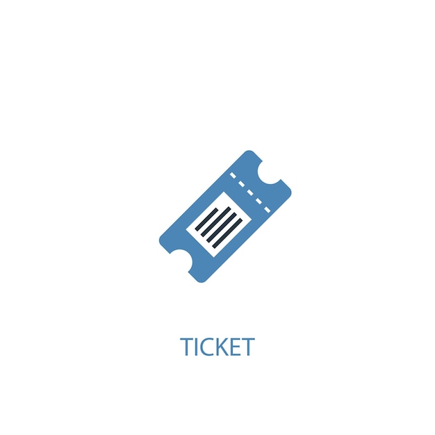 Concepto de billete 2 icono de color. Ilustración simple elemento azul. Diseño de símbolo de concepto de entrada. Se puede utilizar para UI / UX web y móvil