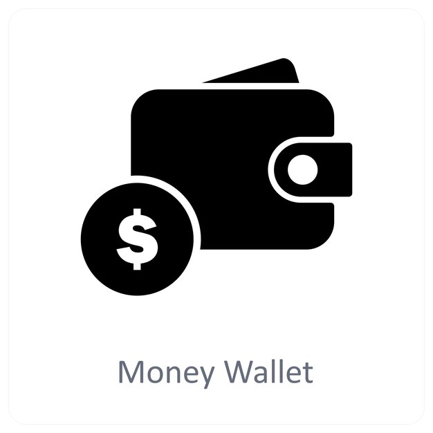 Concepto de billetera monetaria y icono bancario