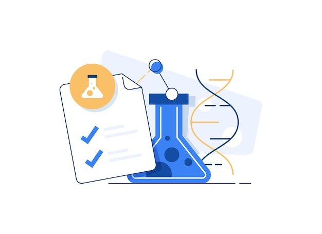 Concepto biogenético Tubo de vidrio Crecimiento de muestras biológicas Investigación de ADN Educación científica Datos y análisis