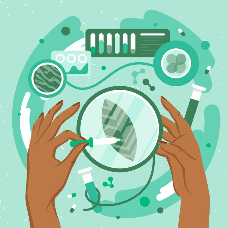 Vector concepto de biotecnología de diseño plano