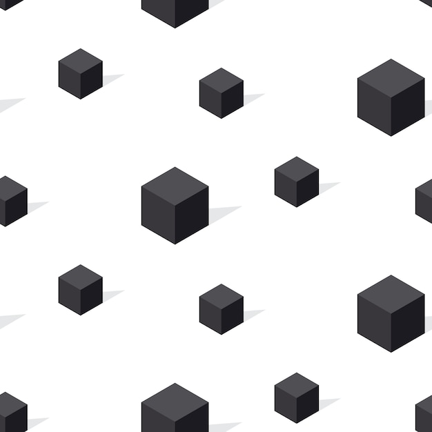 Vector concepto blanco y negro de patrones sin fisuras cubo abstracto.