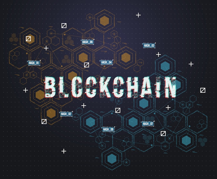 Vector concepto de blockchain de red de circuito abstracto para web y aplicación. ilustración de bitcoin crypto currency technology.
