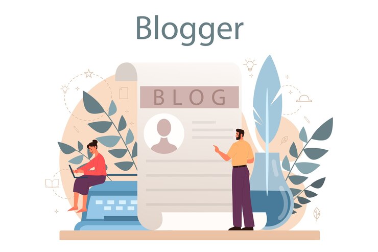 Vector concepto de blogger. compartir contenido multimedia en internet. idea de redes sociales y redes. comunicación online.