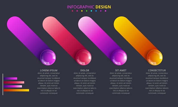 Concepto de bola de infografías de negocios.