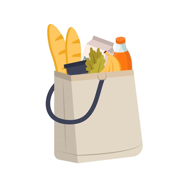 Vector concepto bolsa de compras cesta de supermercado una cautivadora ilustración de vector plano diseñada para uso web