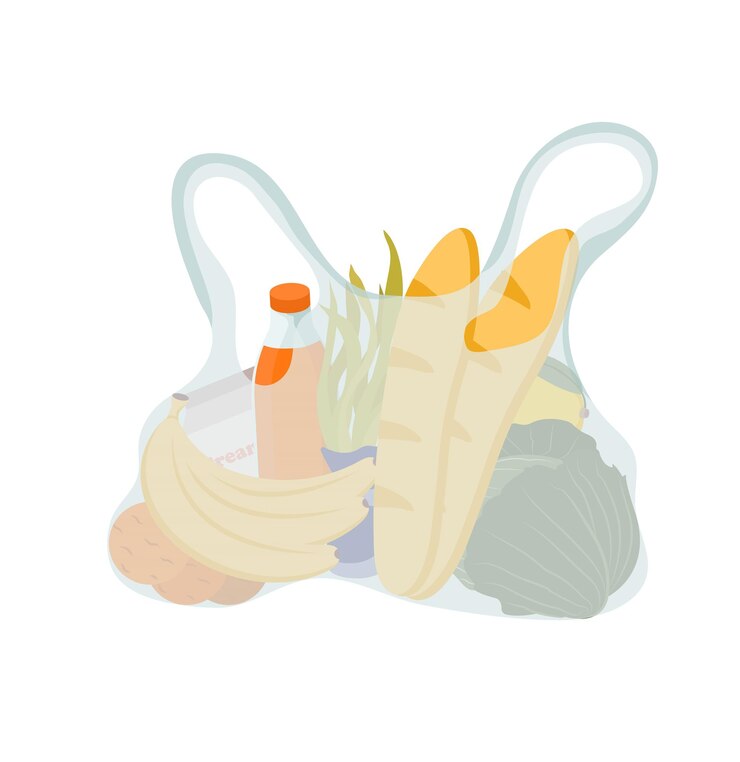 Vector concepto bolsa de compras cesta de supermercado una encantadora ilustración de vector plano diseñada para uso web