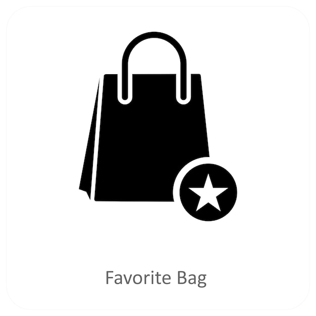 Concepto de bolsa favorita y icono de compras
