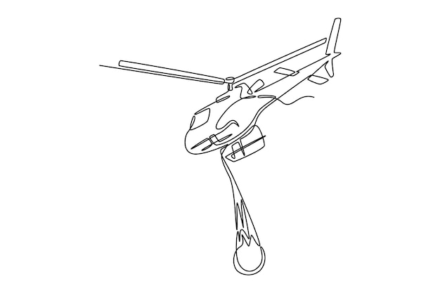 Concepto de bomberos con equipo de extinción de incendios Gráfico vectorial de diseño de dibujo de línea única
