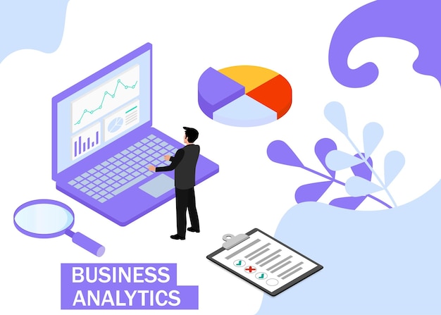 Concepto de Business Analytics Business Finance and Industry Proyección isométrica