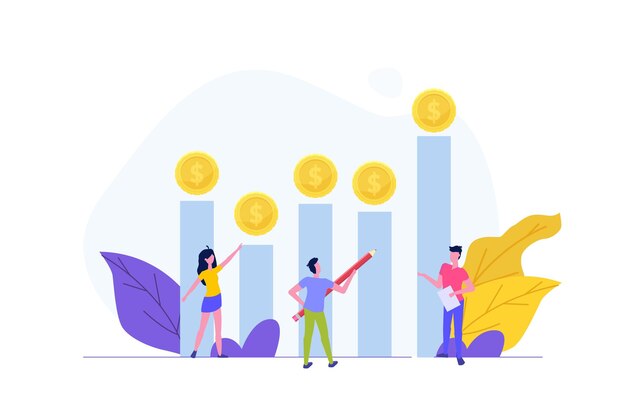 Concepto de búsqueda de oportunidades de inversión. Ilustración vectorial.
