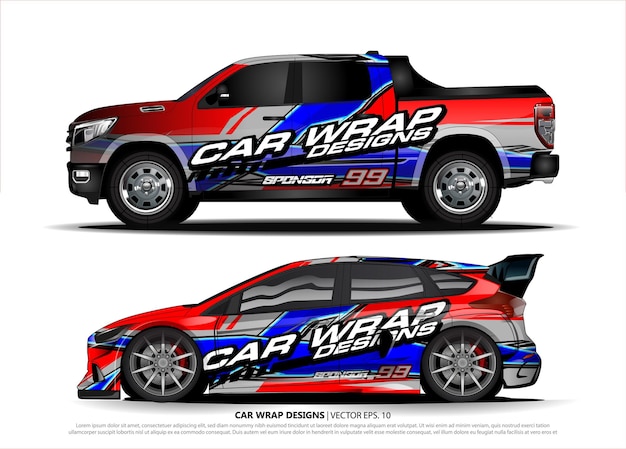 Vector concepto de calcomanía de vehículo para coche de carreras.