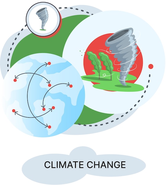 Concepto de calentamiento global cambio climático tornado desastre natural deforestación calentamiento global contaminación del aire Viento que destruye edificios y vegetación Catástrofe ambiental en el planeta