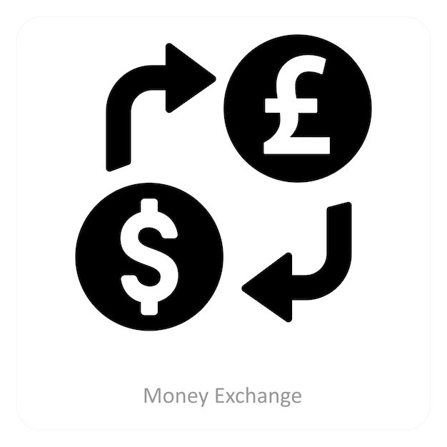 Concepto de cambio de dinero e icono de moneda