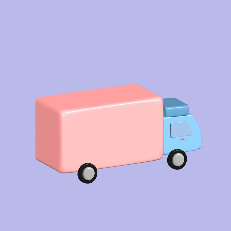 Vector concepto de camión de reparto realista objeto 3d estilo de dibujos animados vector ilustración colorida