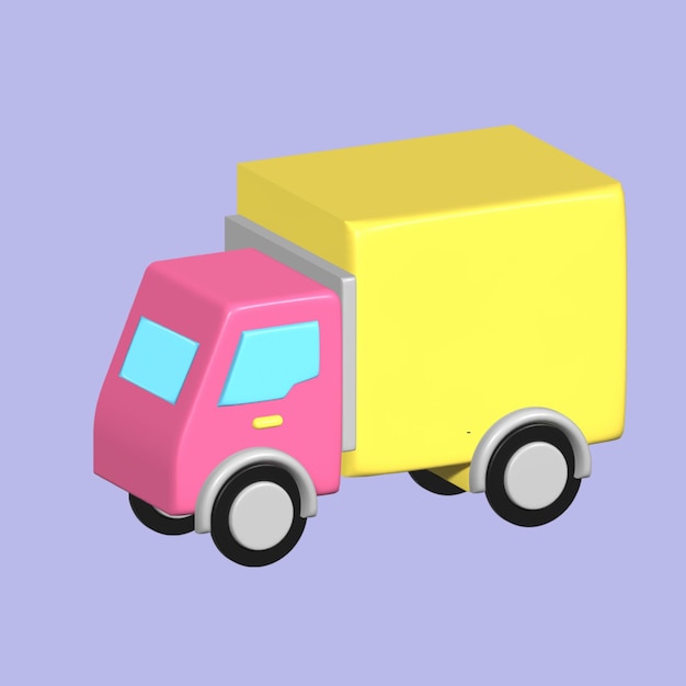 Concepto de camión de reparto Realista objeto 3d estilo de dibujos animados Vector ilustración colorida