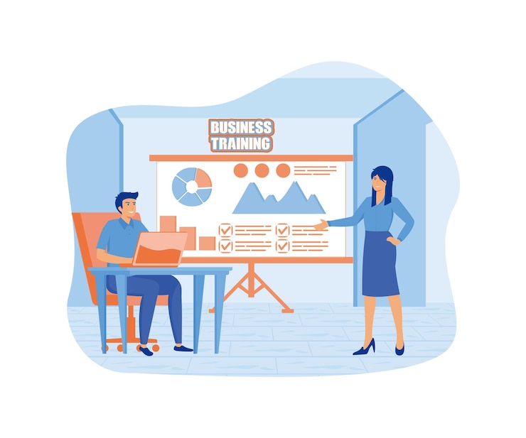Vector concepto de capacitación o cursos de negocios puede utilizarse para infografías de banner web imágenes de héroes de vector plano ilustración moderna