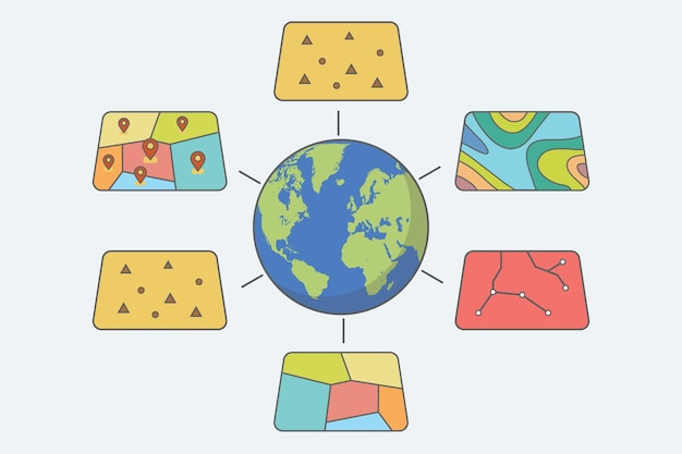 Concepto de capas de datos espaciales GIS para análisis empresarial