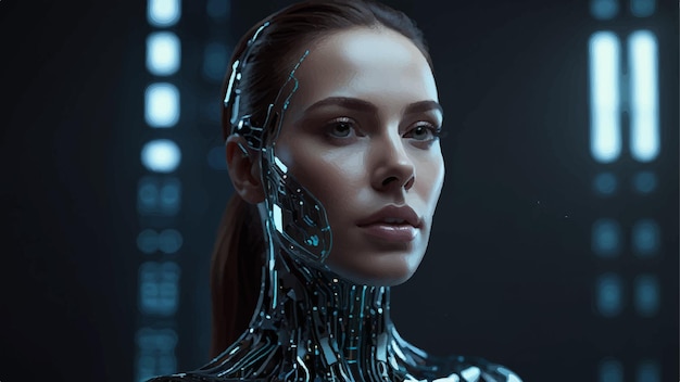 Concepto de cara tecnológica diseño futurista de inteligencia artificial