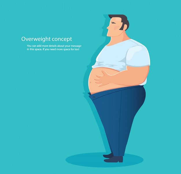 Vector concepto de carácter sobrepeso