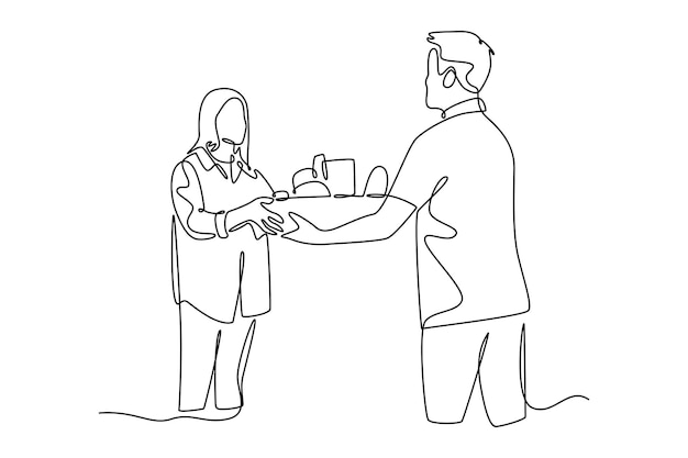 Concepto de caridad y donación Diseño de dibujo de una sola línea Ilustración de animación de larga duración